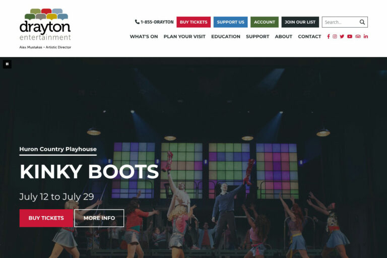 drayton entertainment homepage screenshot