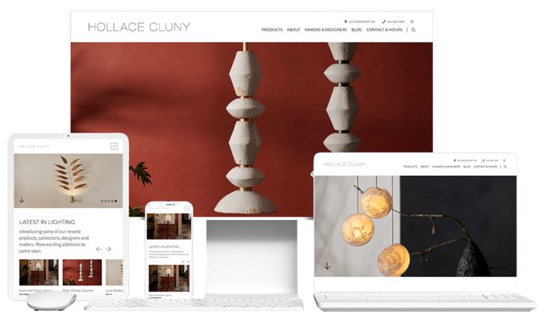 device mockup of hollace cluny website