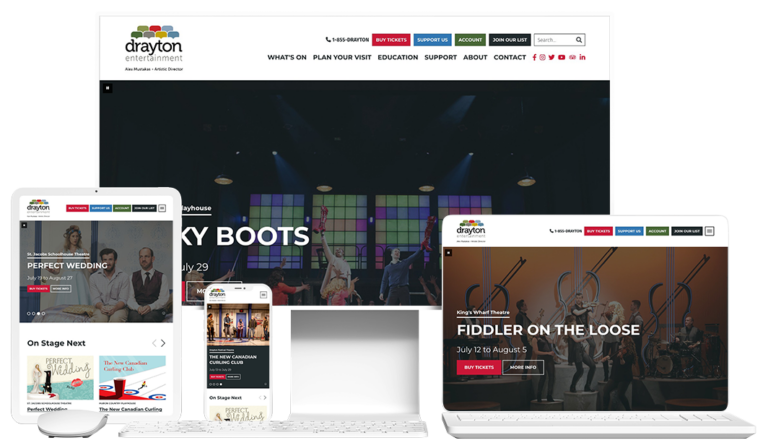 drayton entertainment website device mockup
