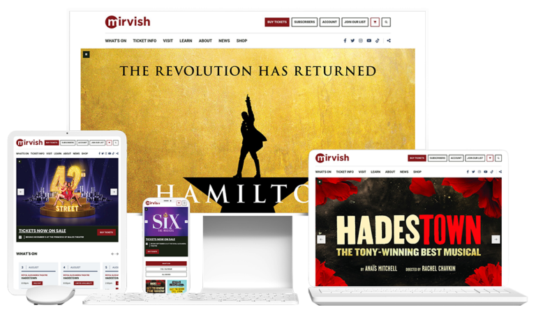 mirvish website device mockups