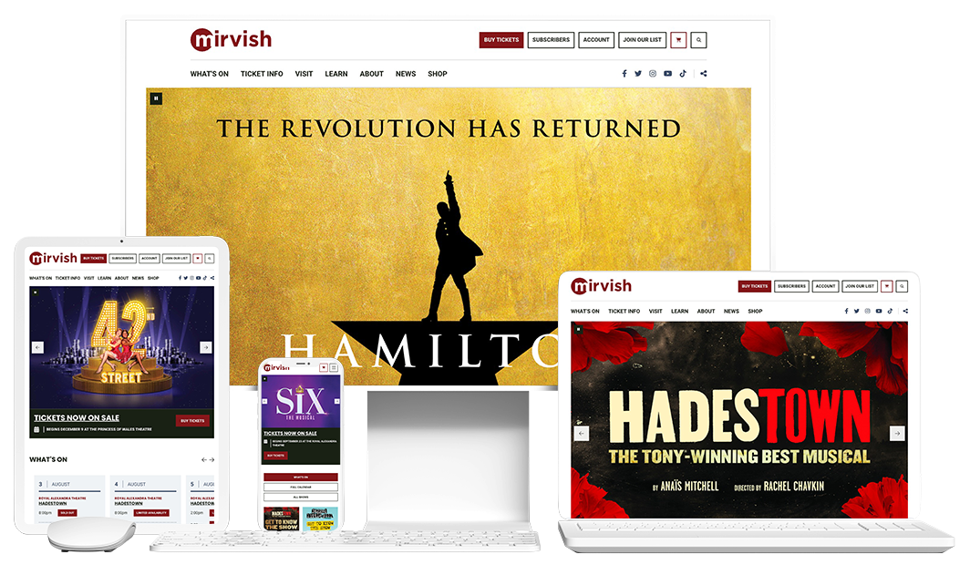 mirvish website device mockups