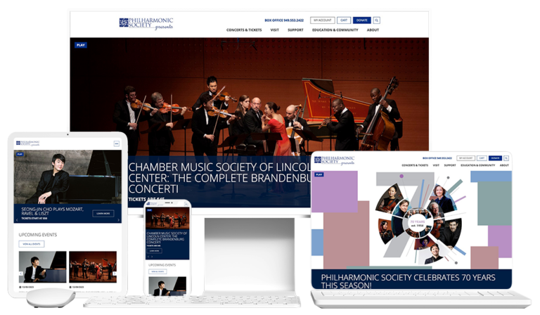 philharmonic society website device mockups