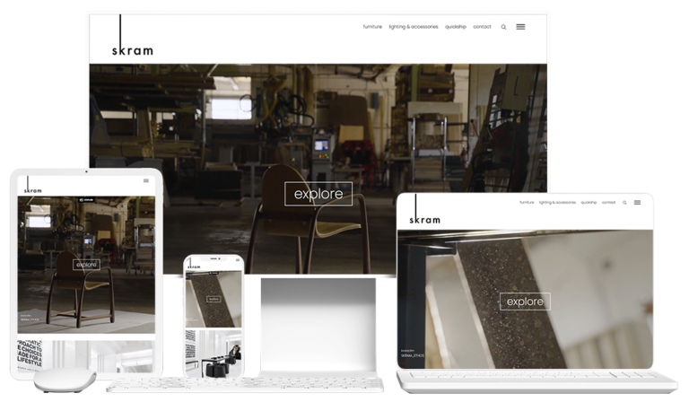 skram furniture website device mockups